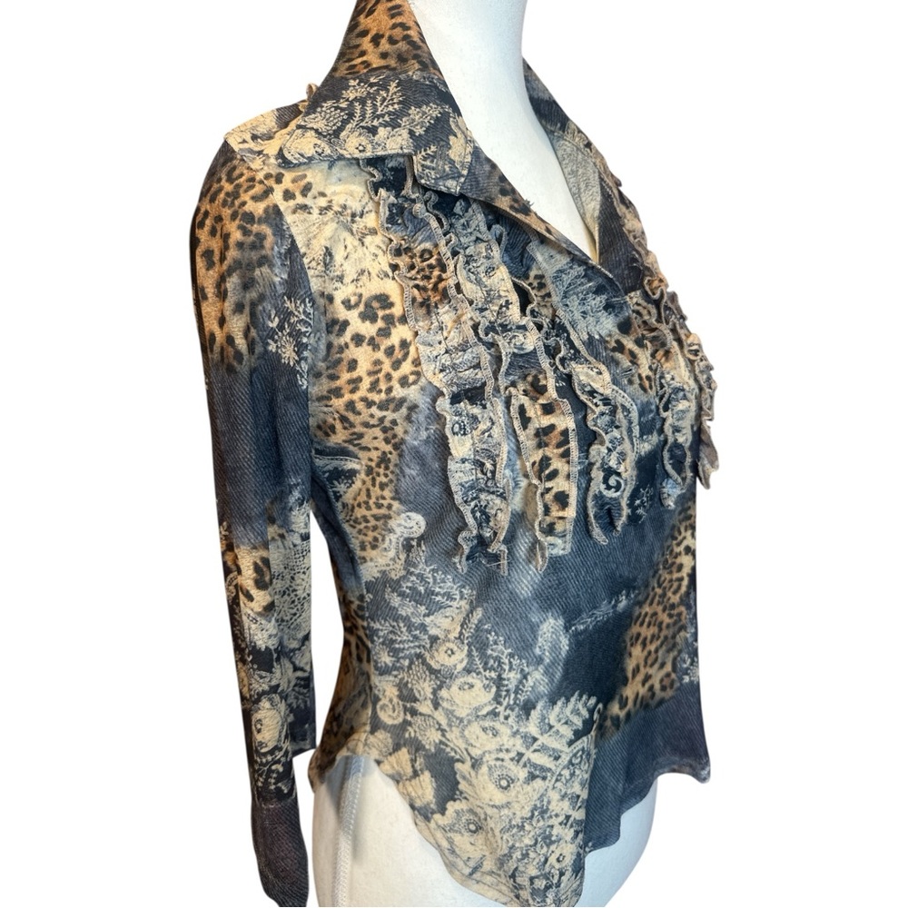 Made In France Leopard Print Women's Blouse - Picture 4 of 8